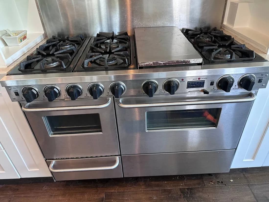 Professional double-oven gas range serviced in San Diego